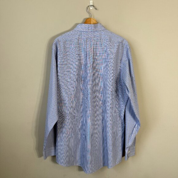 Brooks Brothers Regent Plaid Non Iron Button Up Dress Shirt Men's 17 6/7 Blue - Picture 3 of 13